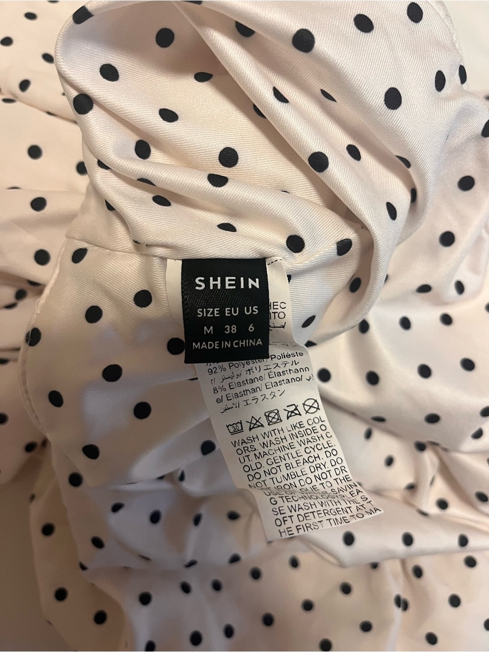 SHEIN White Mini Skirt with Black Polka Dots - Picture 4 of 4